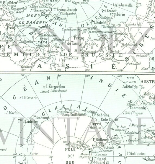 1908 North & South Poles Map