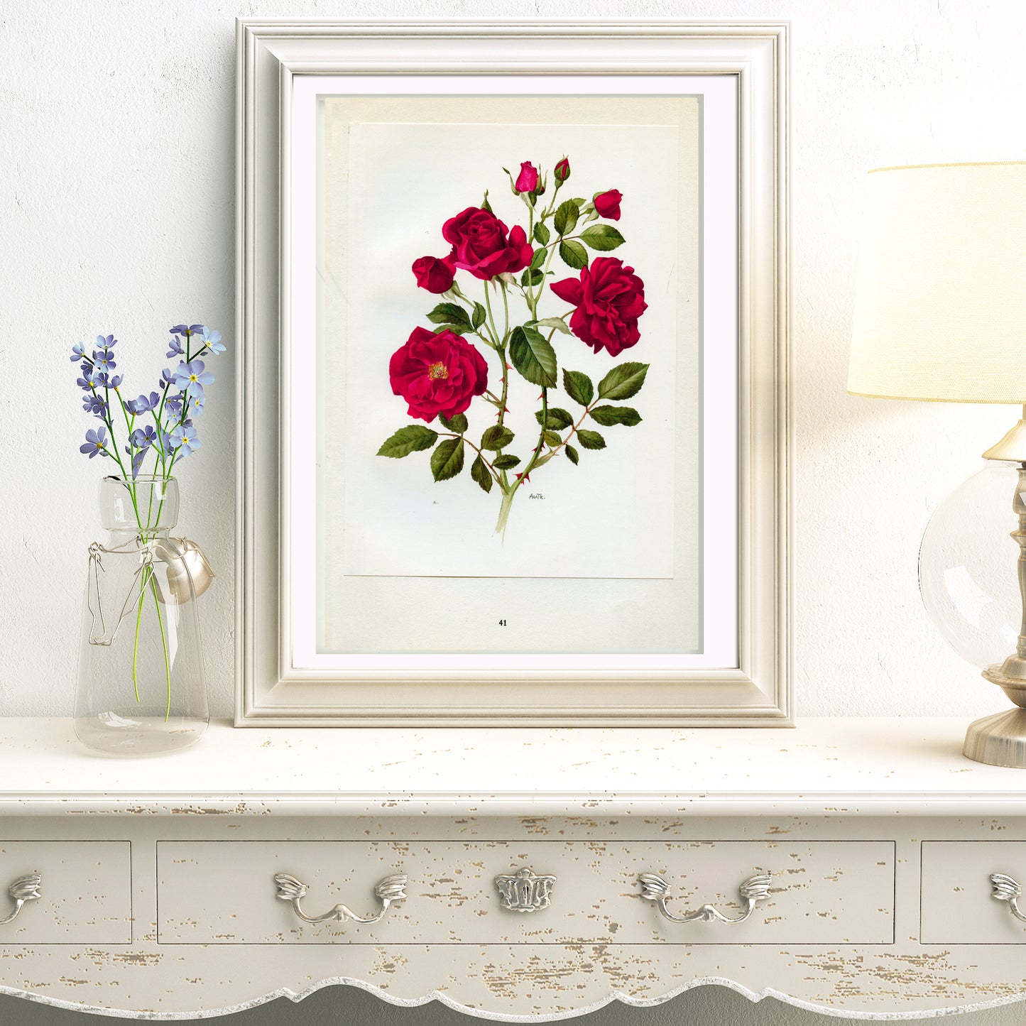 1962 Frensham  Roses botanical print