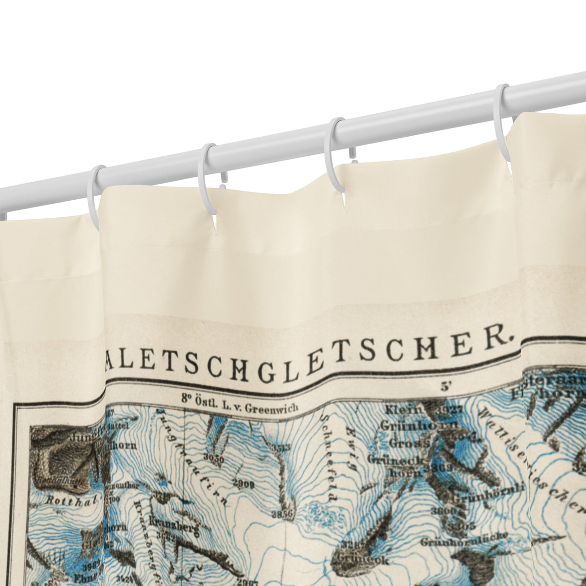 Aletsch Glacier map Shower curtain