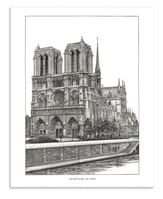 Grande affiche de la cathédrale Notre Dame de Paris, d'après un dessin de 1889 d'Auguste Vitu