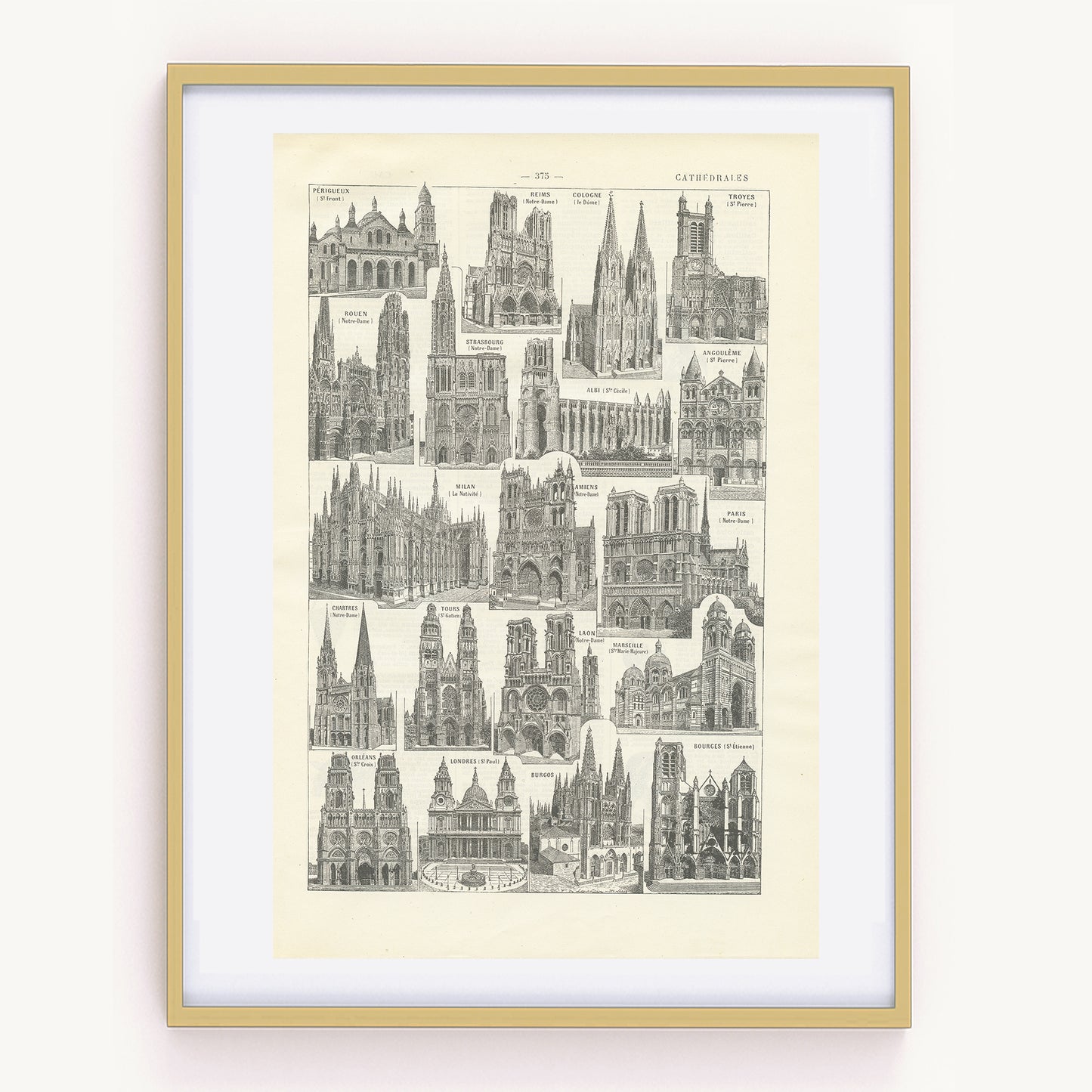1922 French Cathedrals Print