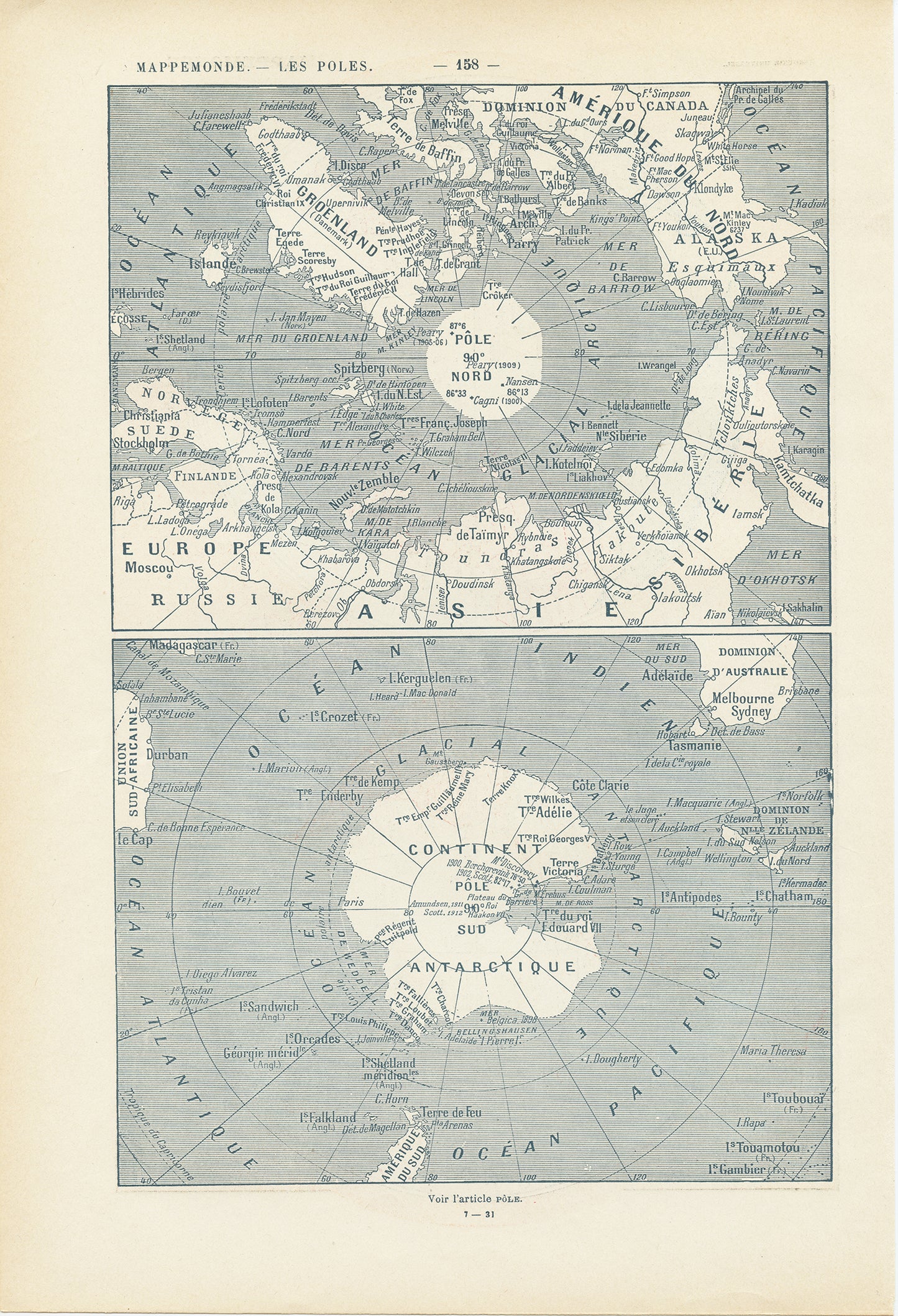 1922 Antique World Map