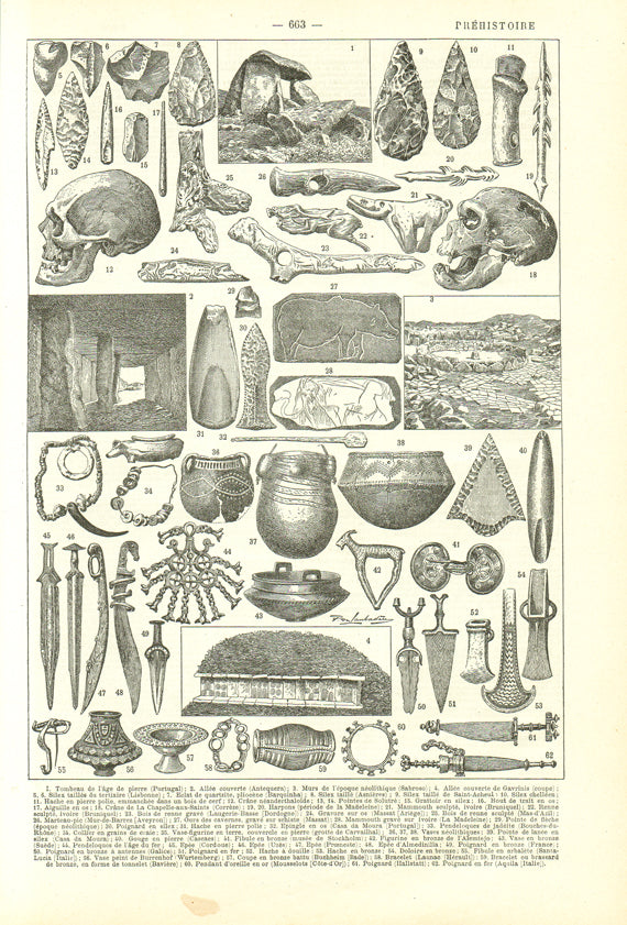 1922 Antique Prehistory Print