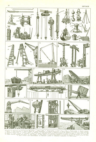 1948 Antique Crane Print - Construction Engineering