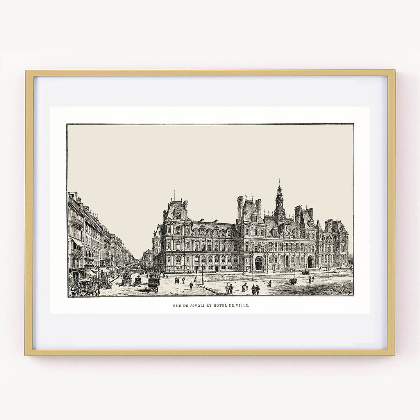 Paris City Hall poster reprint of a 1889 engraving by Auguste Vitu