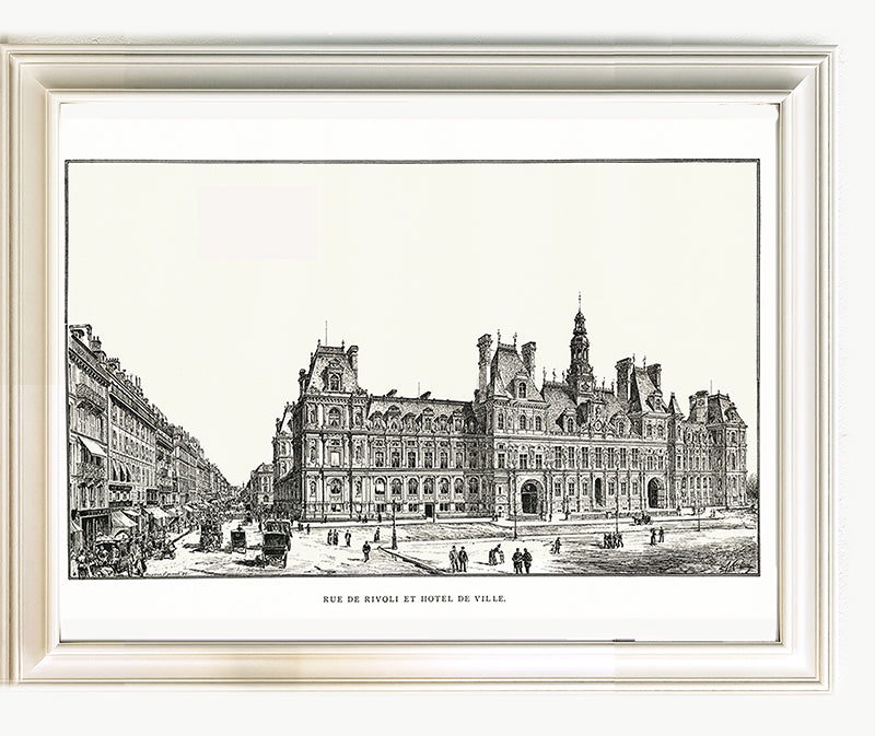 Paris City Hall poster reprint of a 1889 engraving by Auguste Vitu