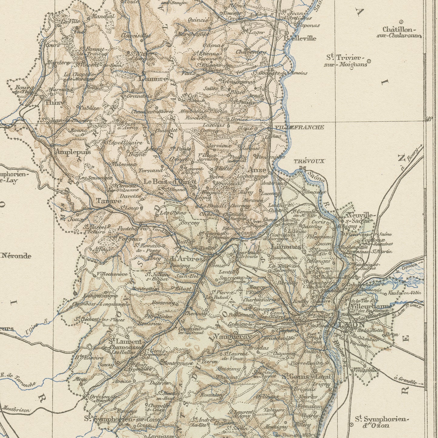 1892 Rhone Department French Map