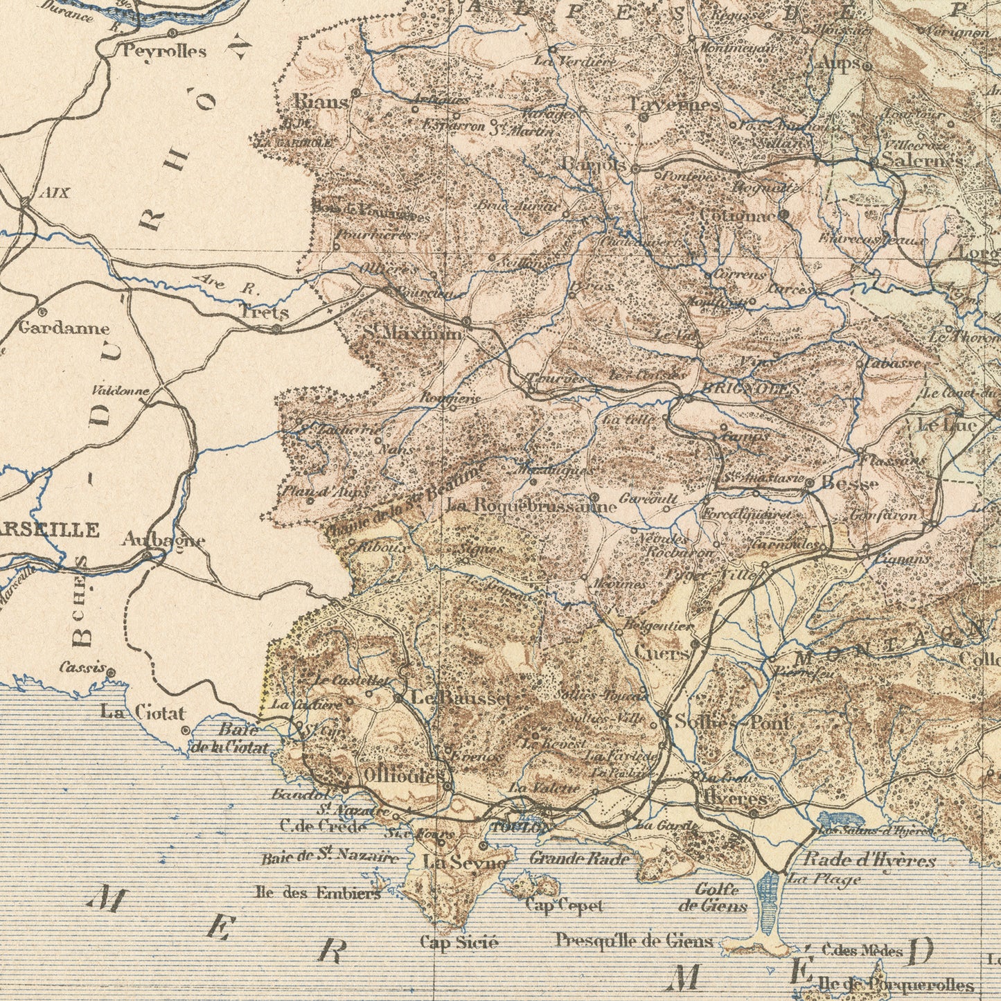 1892 Antique Var Map - France