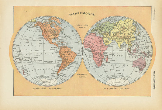 1922 Antique World Map