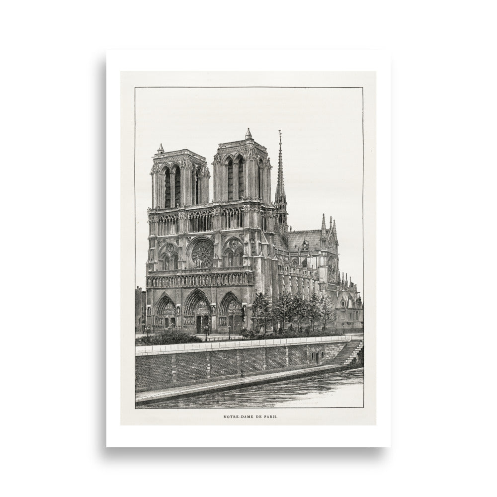 Grande affiche de la cathédrale Notre Dame de Paris, d'après un dessin de 1889 d'Auguste Vitu