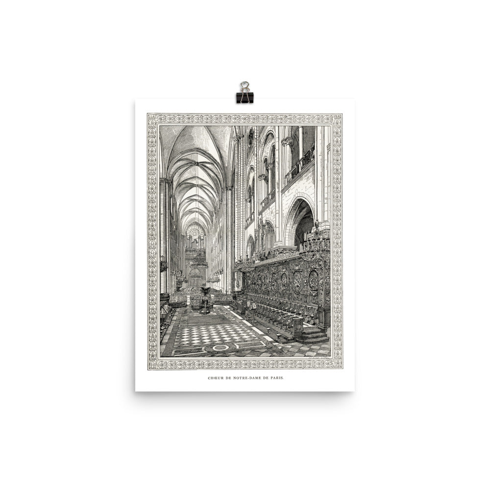 12x16 inches poster of the inside of cathedral notre dame de paris