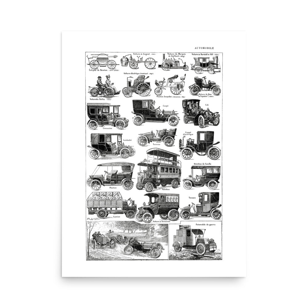 Antique old cars poster