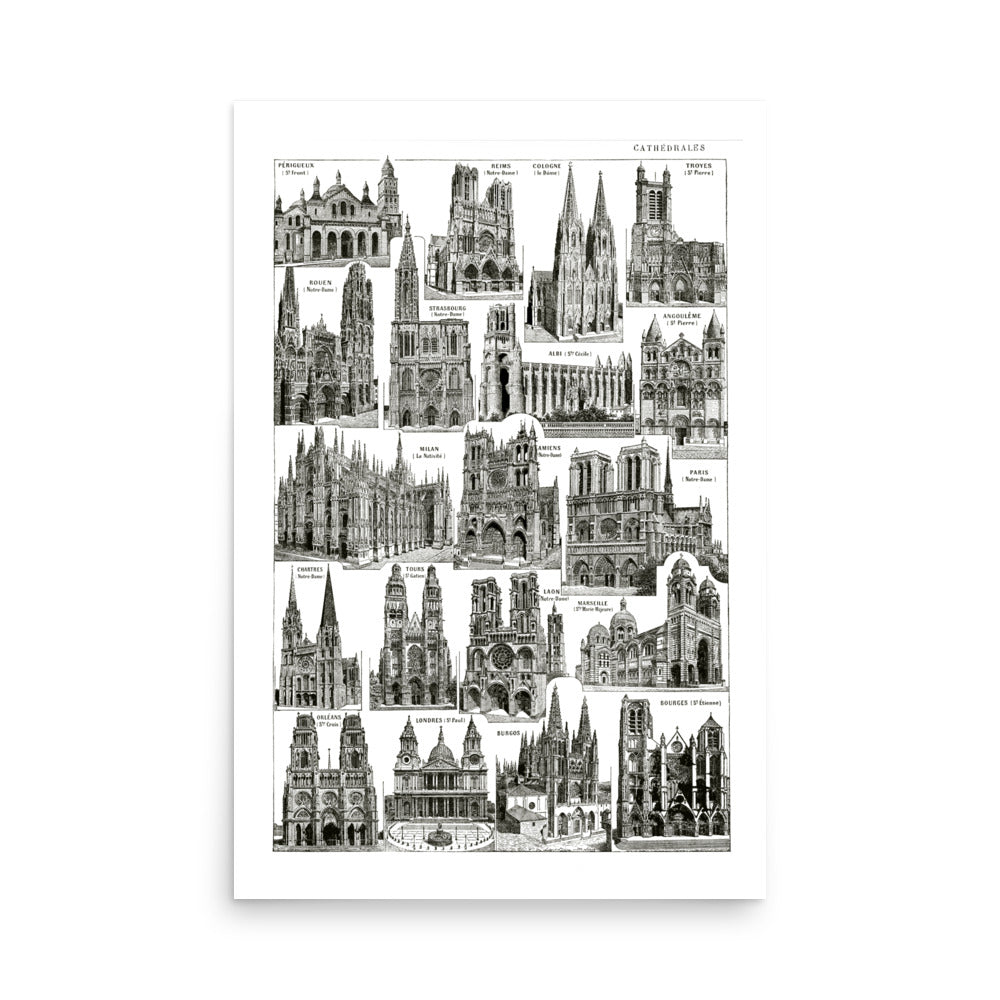 Large Cathedrals Poster - White Background