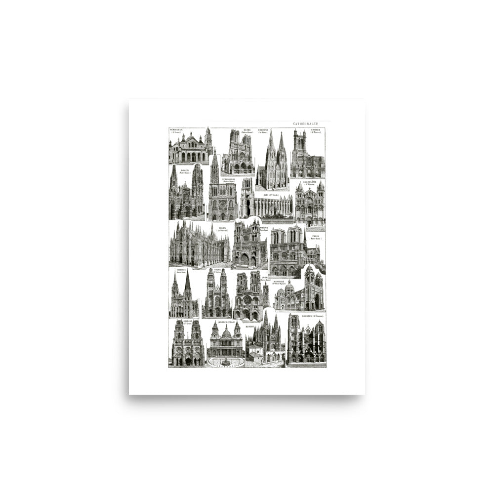 Large Cathedrals Poster - White Background