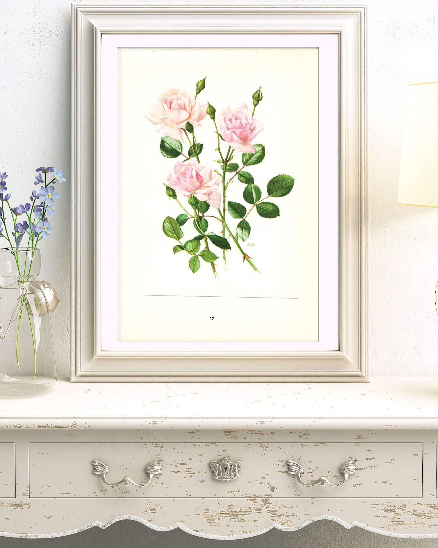 Blush pink vintage rose painting outlets