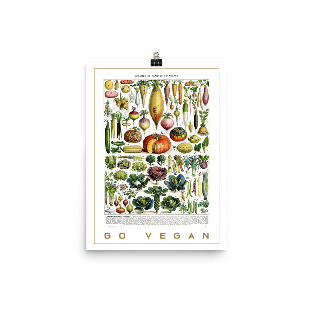 Affiche de légumes Go Vegan