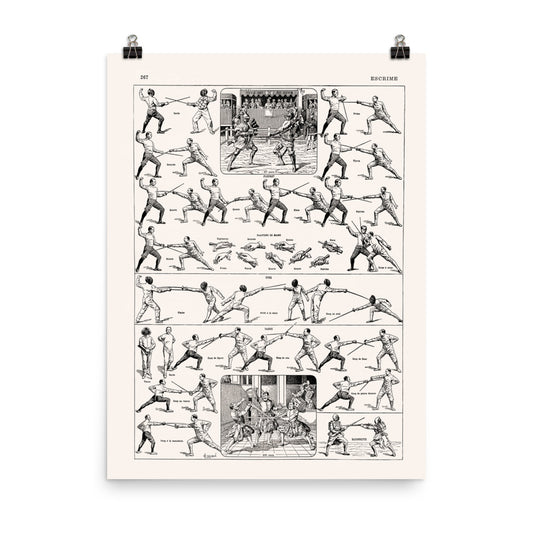 Black and white fencing poster