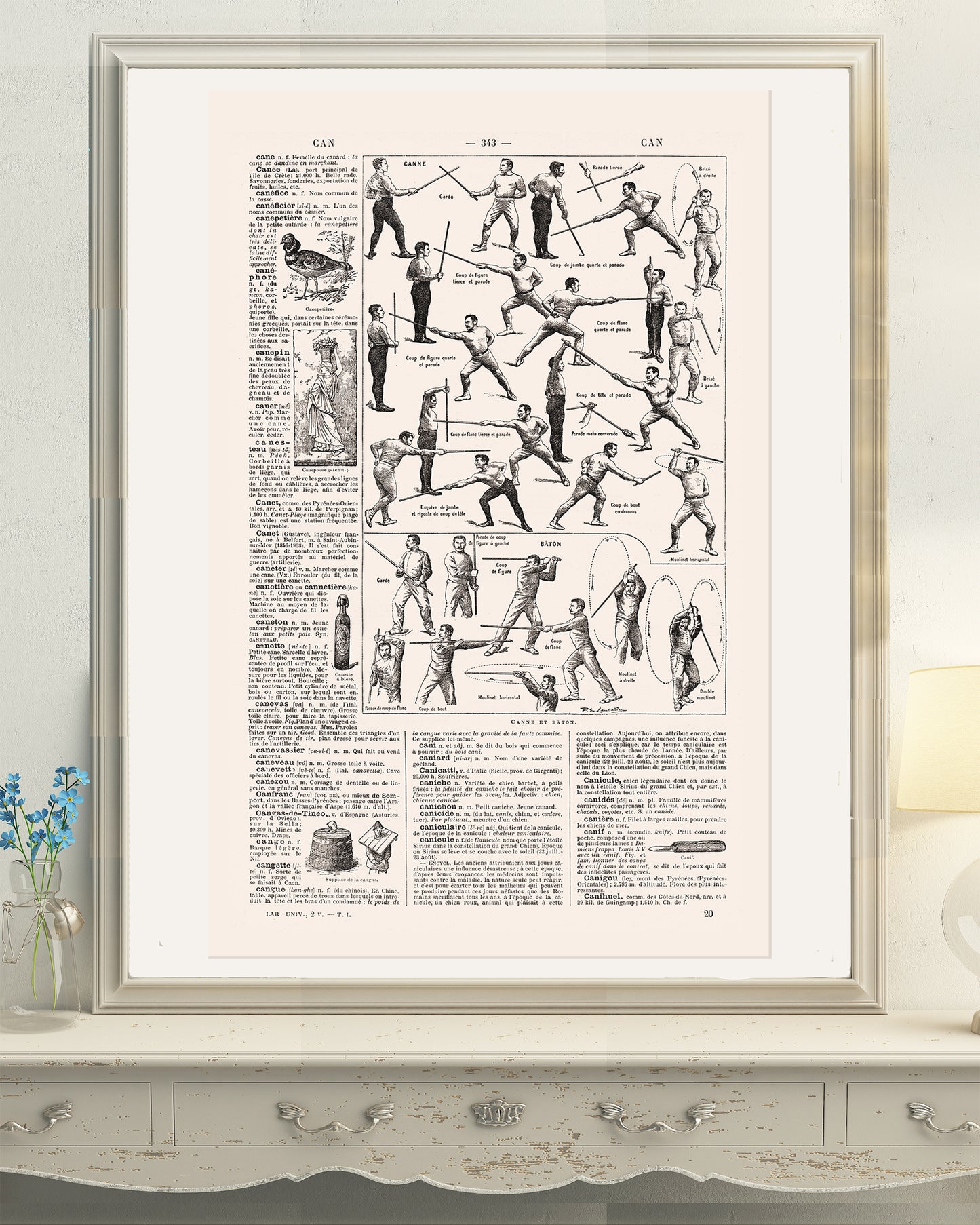 Large cane & stick fighting poster for Martial arts gift